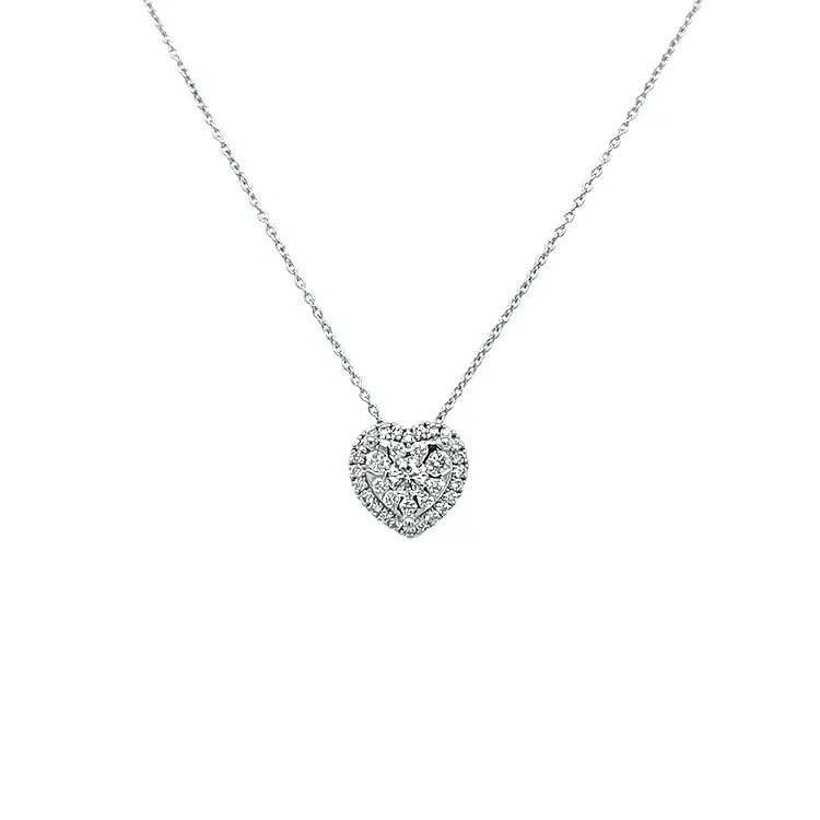 Gold Pendant in Heart Shape with Diamonds