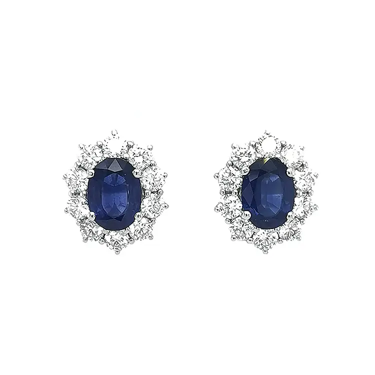 Gold Earrings with Sapphires and Diamonds