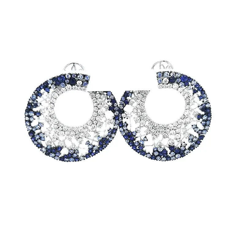 Gold Earrings with Sapphires and Diamonds