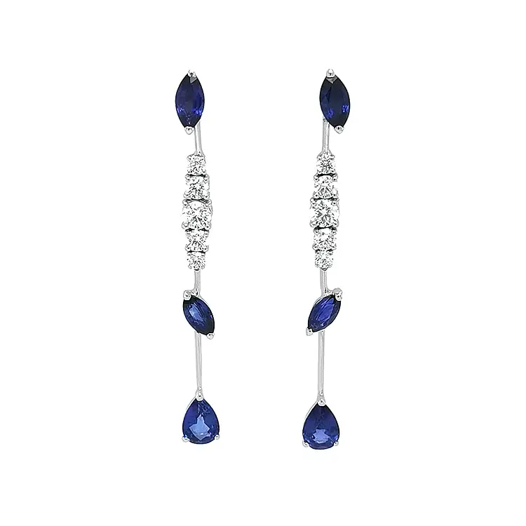 Gold Earrings with Sapphires and Diamonds