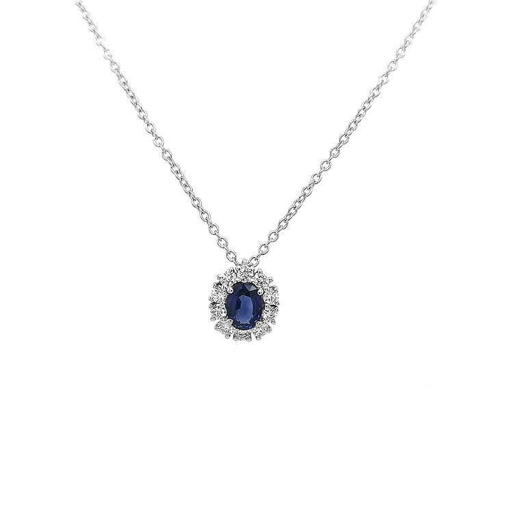 Gold Pendant with Sapphire and Diamonds