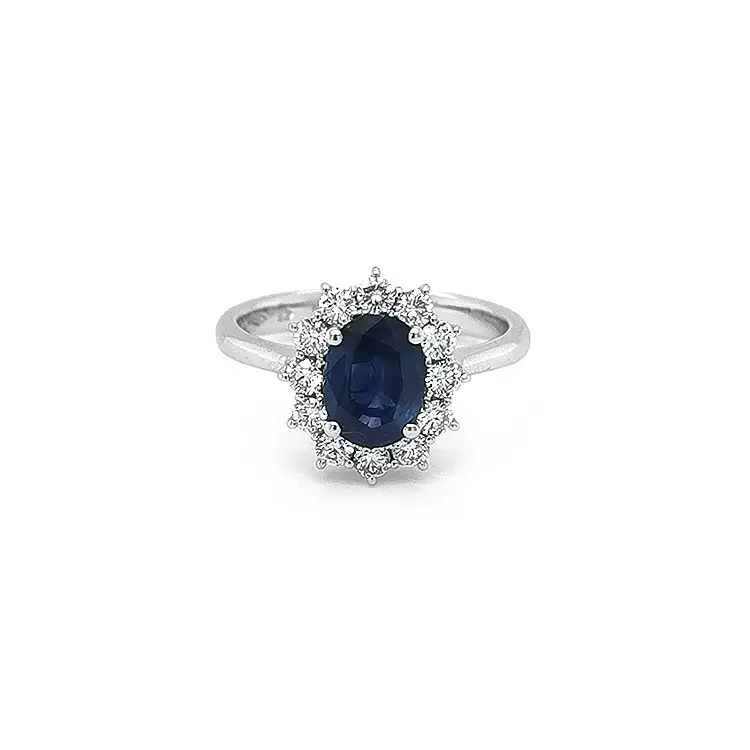 Gold Ring with Sapphire and Diamonds