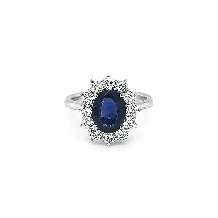 Gold Ring with Sapphire and Diamonds