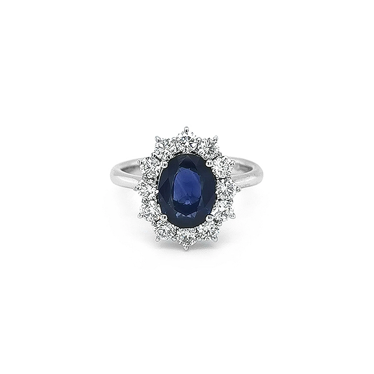 Gold Ring with Sapphire and Diamonds