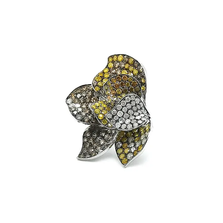 Gold Ring with Colored Diamonds