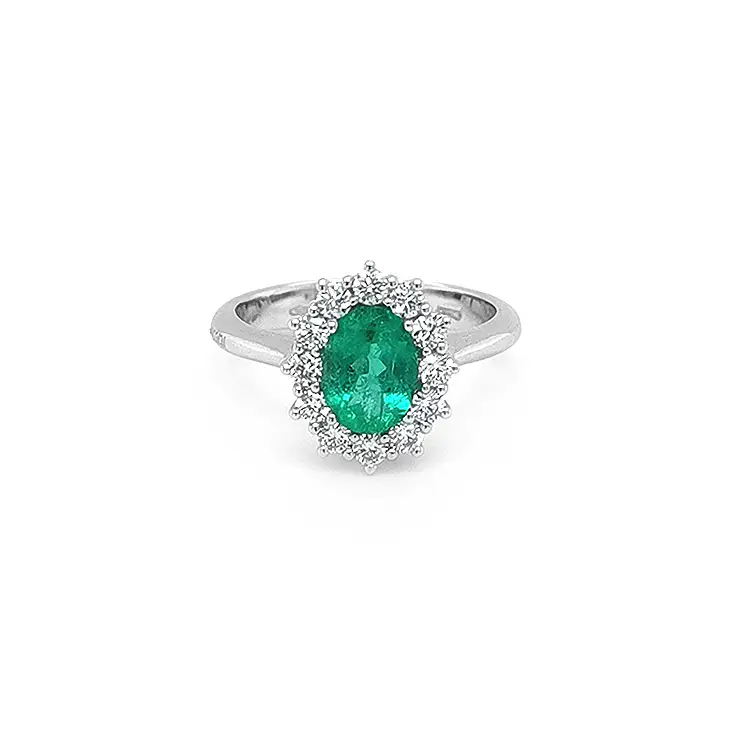 Gold Ring with Emerald and Diamonds