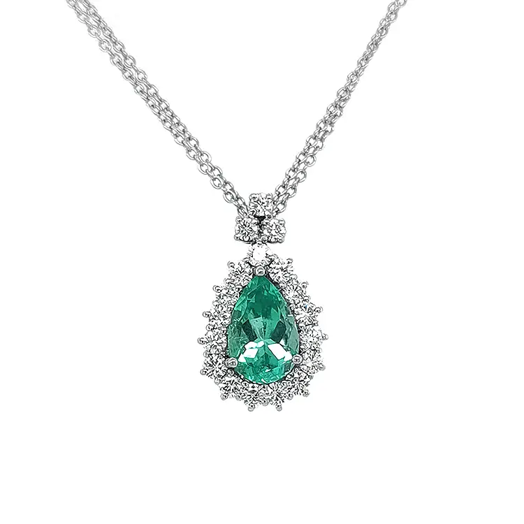 Gold Pendant with Emerald and Diamonds