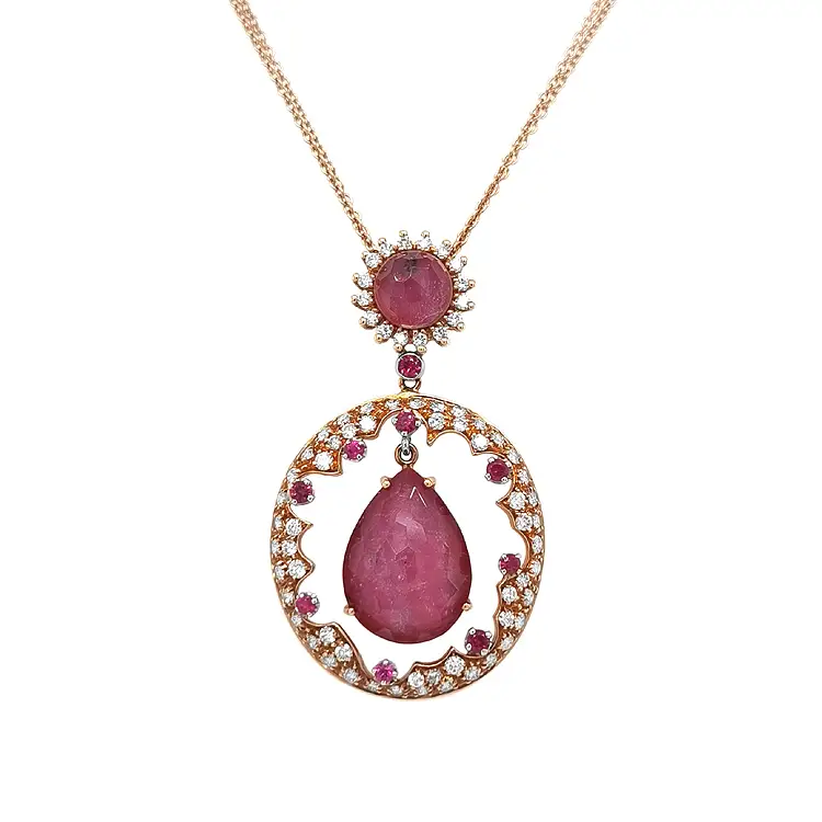 Gold Pendant with Rubies and Diamonds