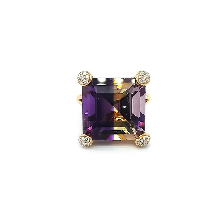 Gold Ring with Ametrine and Diamonds
