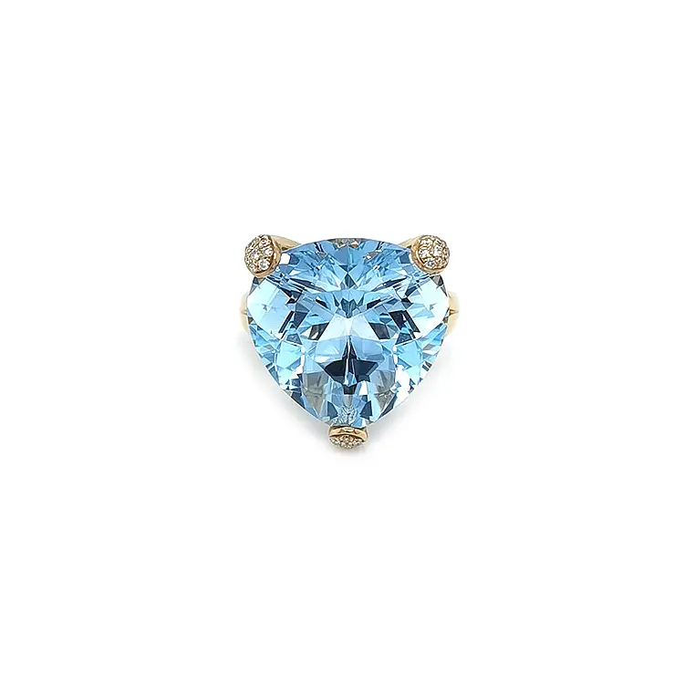 Gold Ring with Blue Topaz and Diamonds