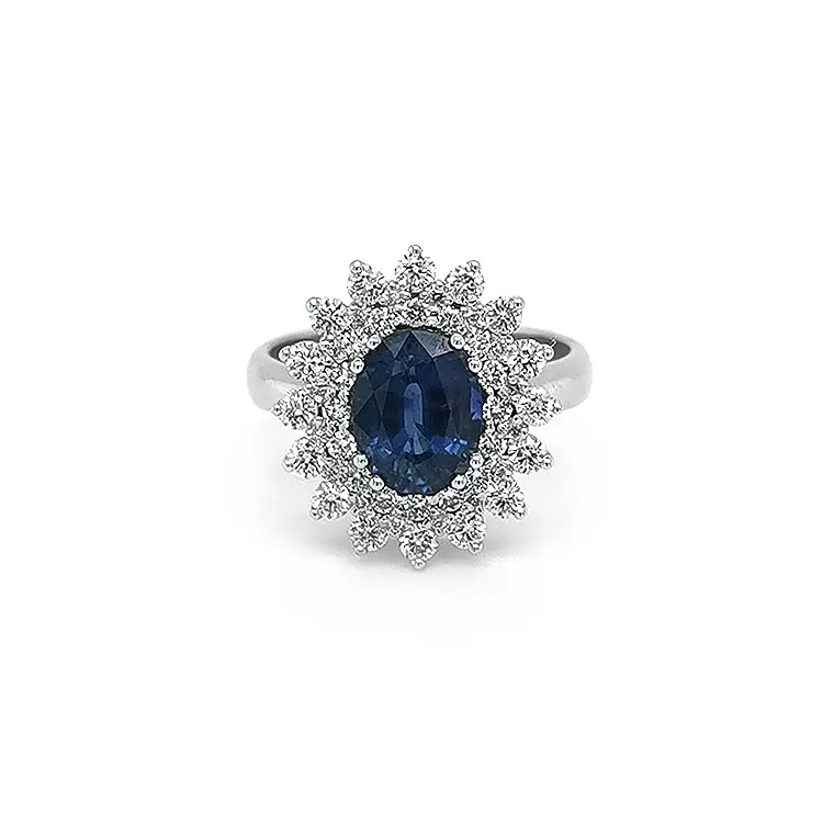 Gold Ring with Sapphire and Diamonds