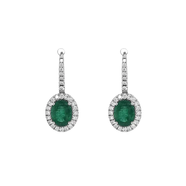 Gold Earrings with Emeralds and Diamonds
