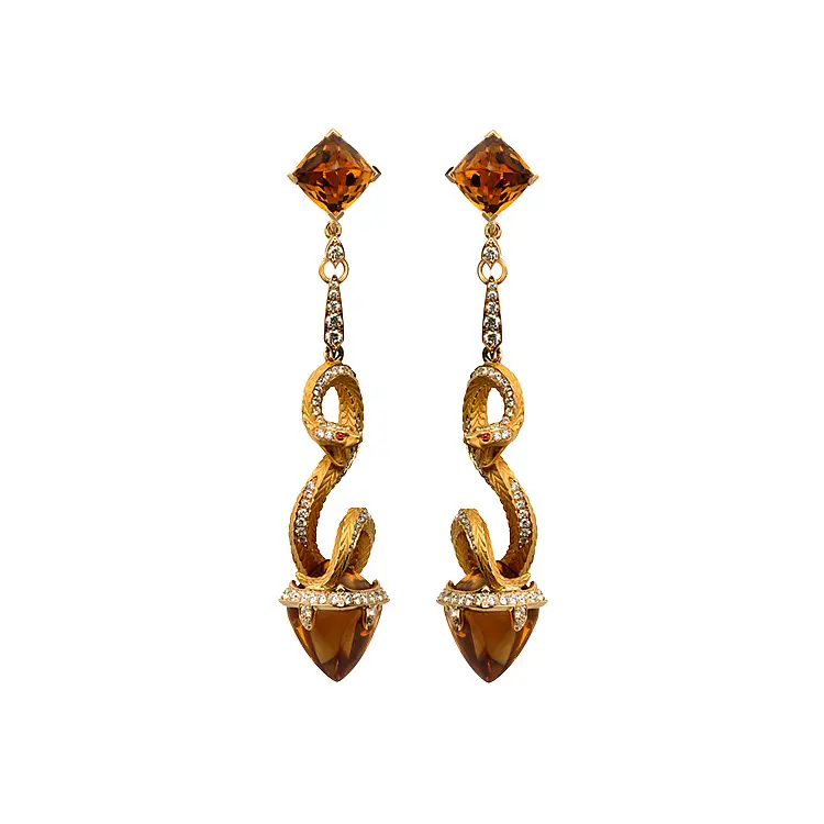 Gold Earrings Carrera y Carrera Mythology Snake Antique