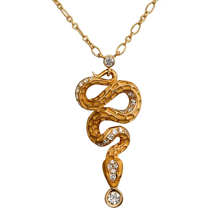 Gold Pendant with Diamonds Carrera y Carrera Mythology Snake Diamond