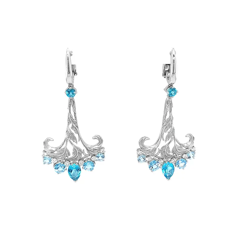 Gold Earrings with Blue Topaz and Diamonds Gea Genus