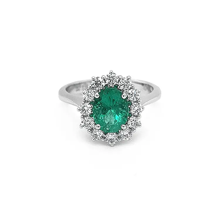 Gold Ring with Emerald and Diamonds