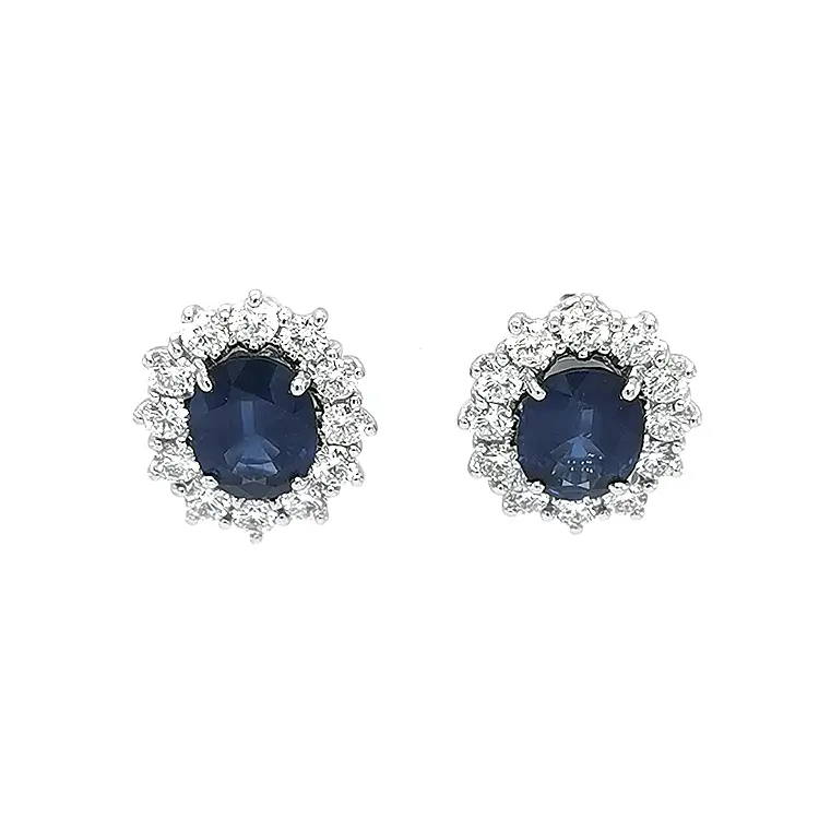 Gold Earrings with Sapphires and Diamonds