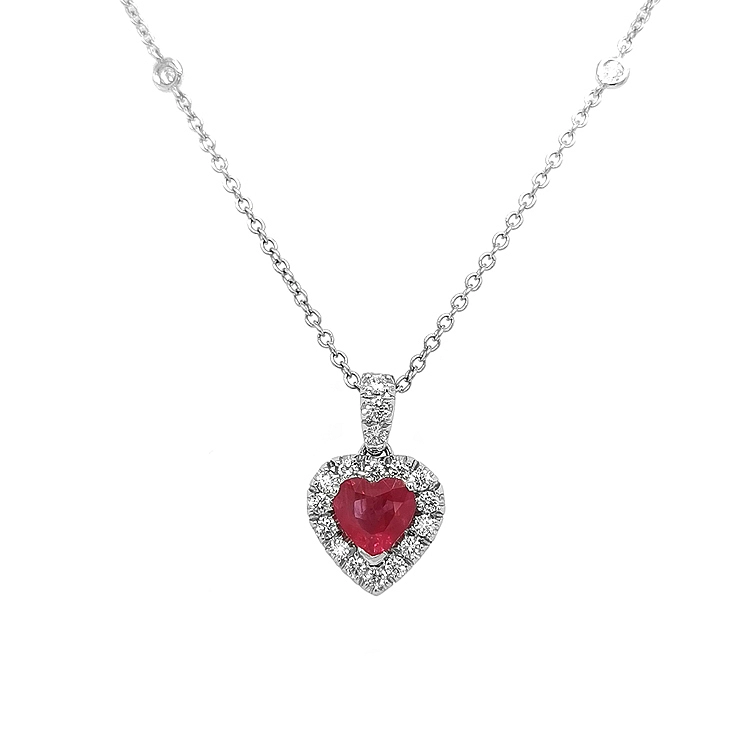 Gold Pendant with Ruby and Diamonds