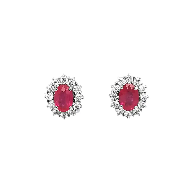 Gold Earrings with Rubies and Diamonds