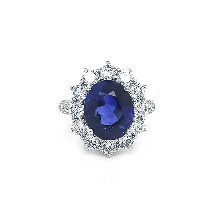 Gold Ring with Sapphire and Diamonds